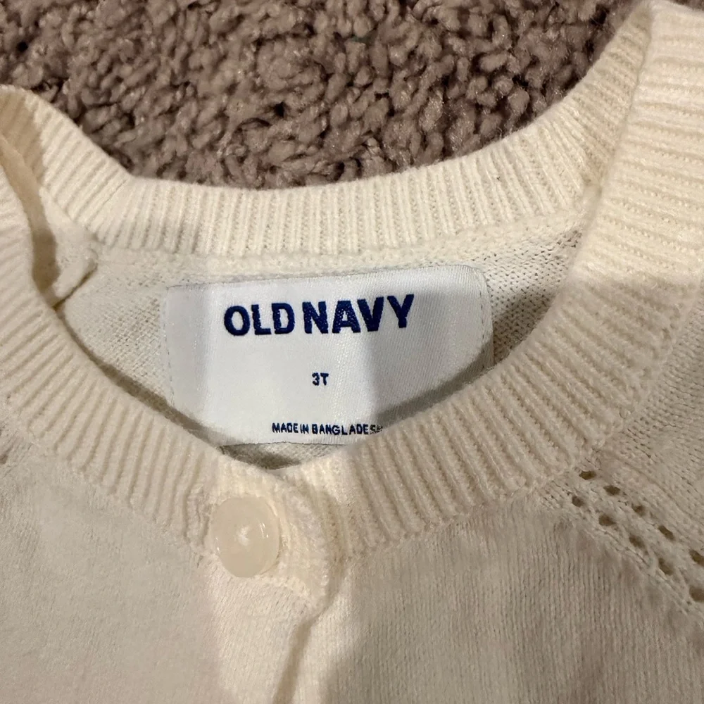 Old Navy Cream Girls' Button Cardigan Jacket